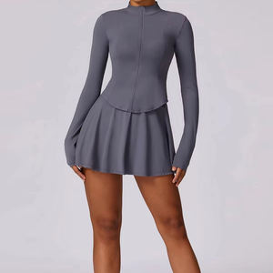 Abbigliamento protettivo estivo a maniche lunghe a prova di UV all'aperto giacche con cappuccio e gonne da Tennis set Fitness da palestra - Product Image 1