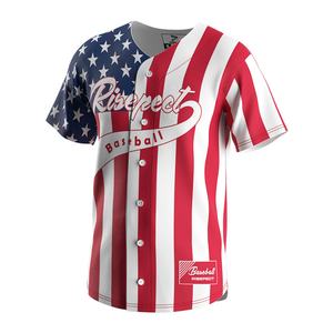 Maillot de baseball respirant de qualité supérieure à motif drapeau américain, uniformes d'équipe personnalisés avec tissu à séchage rapide pour les matchs et l'entraînement - Product Image 1