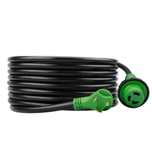 Cable de extensión de 30AMP RV de 15 pies, cable STW de calibre 10/3 resistente con indicador de alimentación LED de mango, NEMA de 2 a 1, listado ETL