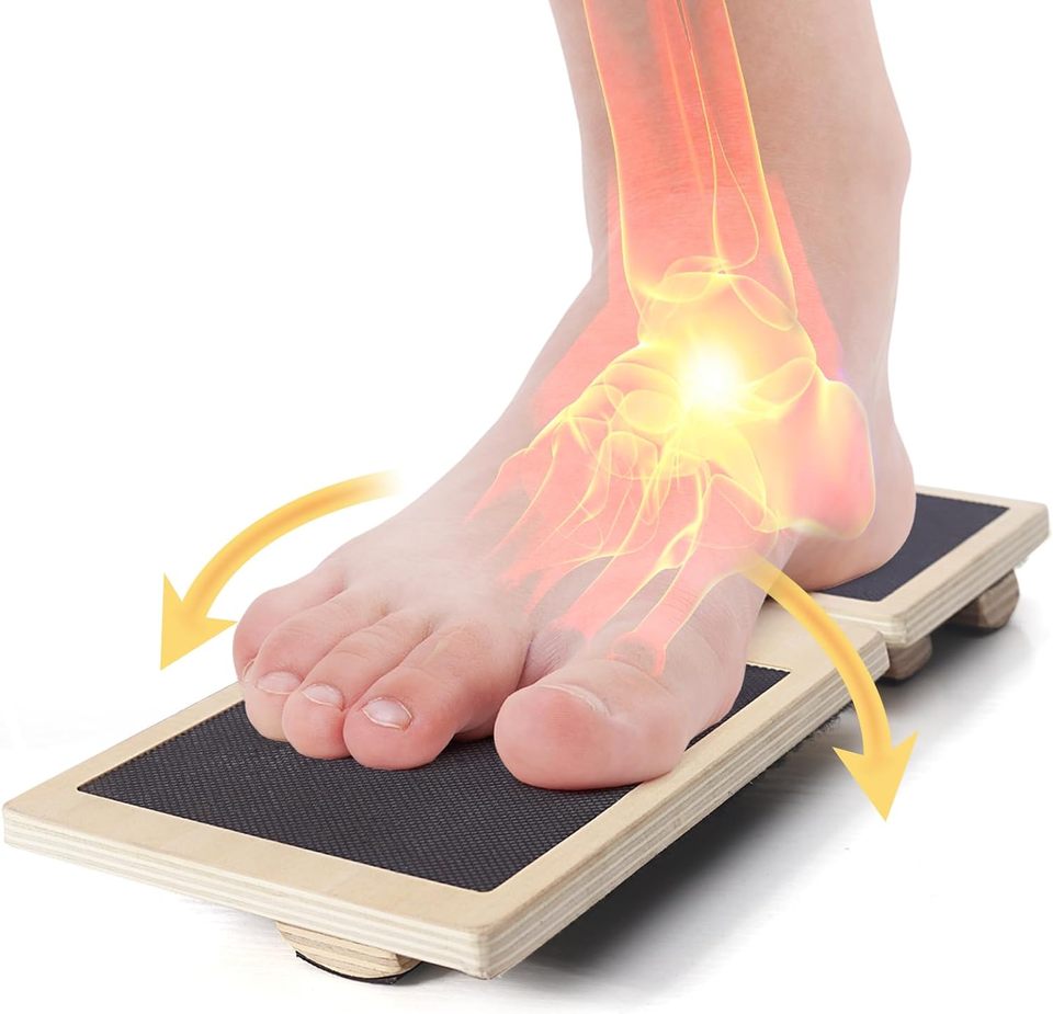 202405 Ankle Strengthener Exerciser For Sprained Single Foot Balance Board Non-slip Wood Wobble Board