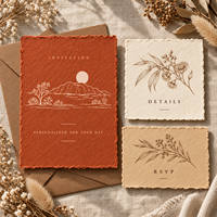 Kit de papeterie de mariage bohème en terre cuite, motif floral indigène australien brut, paysage sauvage, invitation de mariage, carte RSVP et carte de détails