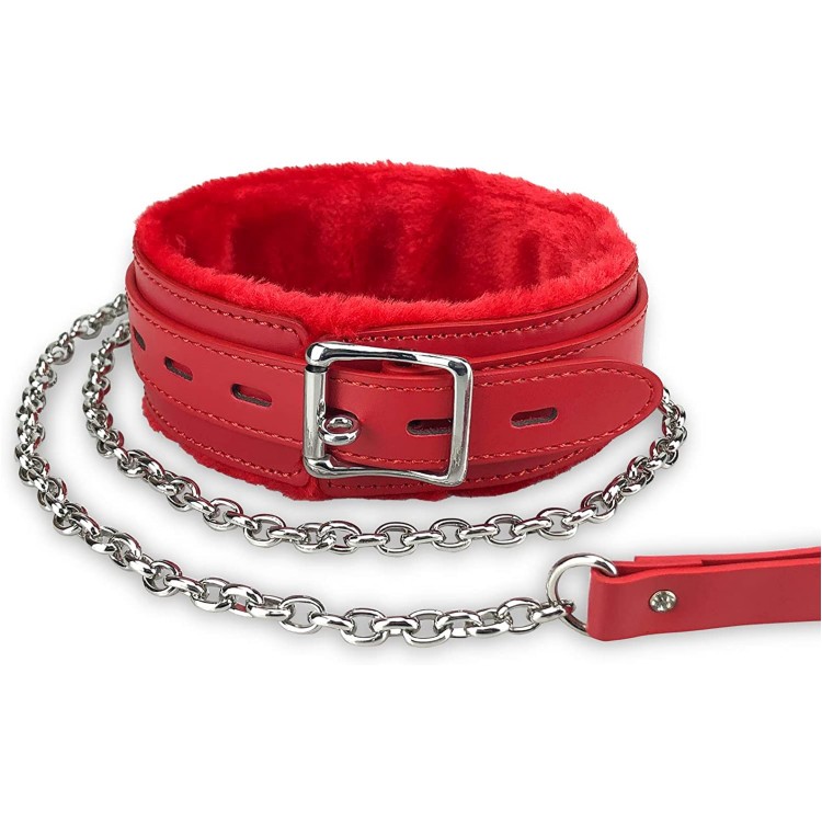 Bondage Cosplay Collar With A Leash / Metal Chain With Leather Loop And Carabiner 006