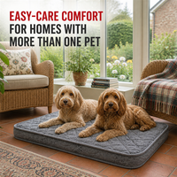 Matelas orthopédique pour chien, grand, gris, matelassé, avec housse imperméable amovible pour maisons à plusieurs animaux