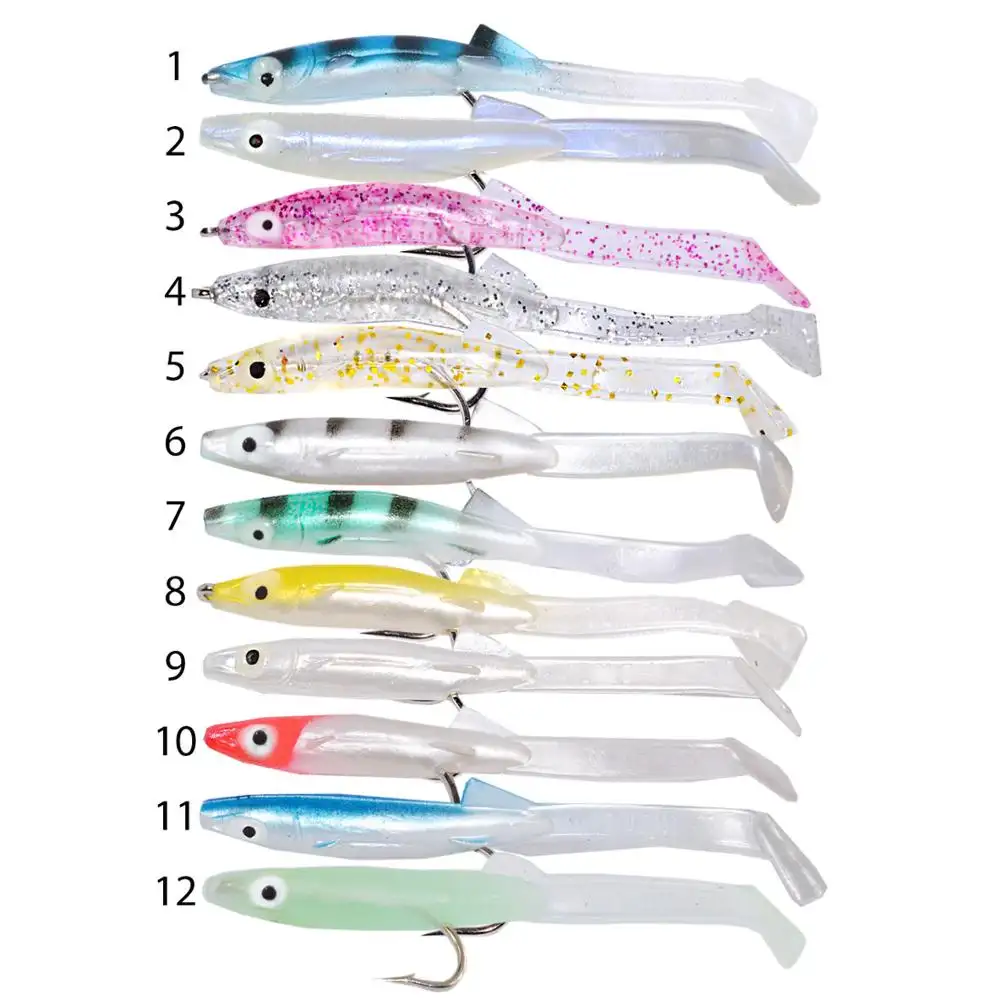 Swim Bait soft Molds with Hook 85mm 2.3g AR27 6pcs/bag Easy shiner Eel Lure small fish Rubber Fishing