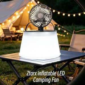 Ztarx Inflatable Led Camping Fan With <b>Light</b> Tabletop Outdoor Portable Folding Fan For Tent Use - Product Image 1