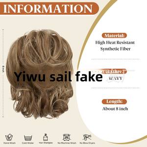 Chignon bouclé pour femme, style européen-américain, avec pince à cheveux, imitation queue de cheval, aspect naturel et volumineux, en fibre haute température - Product Image 4