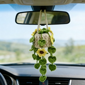 Panier suspendu en crochet fait main pour plantes/fruits, pendentif de voiture pour rétroviseur, <span class=keywords><strong>roses</strong></span> de la Saint-Valentin, produit transfrontalier très vendu - Product Image 1