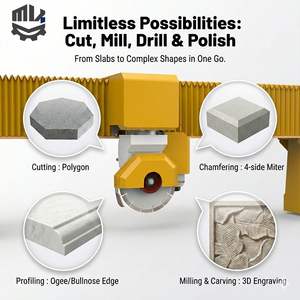 Scie à pont <span class=keywords><strong>CNC</strong></span> 5 axes Joborn CNC450-5 pour marbre et pierre, avec fonctions de fraisage 45° et de coupe à 45 degrés, capacité de coupe 350 mm, pour Quartzito Premium - Product Image 3