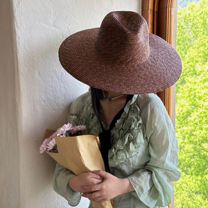 Pháp phong cách màu nâu sẫm mũ rơm cho phụ nữ lớn vành và thời trang cho sử dụng hàng ngày và bãi biển bảo vệ mặt trời - Product Image 1