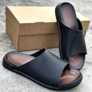 Chaussons d'été pour hommes, luxueux et durables, respirants, en <span class=keywords><strong>cuir</strong></span> de vachette, à semelle souple, à semelle épaisse, antidérapants, pour l'extérieur - Product Image 5