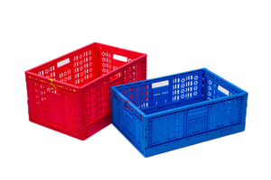 Panier à fruits de supermarché Caisse mobile pliable et empilable en PP avec maille pour le transport des légumes et des fruits - Product Image 2