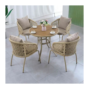 comedor de madera de plástico de <span class=keywords><strong>5</strong></span> piezas Muebles Patio al aire libre Mesa redonda de aluminio y sillas de cuerda de 4 plazas - Product Image 6