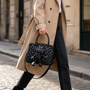 Sac à bandoulière élégant pour femme avec sequins, sac rétro en cuir pour femme, grande capacité, sac de voyage bandoulière pour poupée - Product Image 3