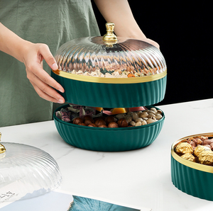 Stockage de luxe nordique boîte de fruits secs nouvel an en gros petite assiette de fruits pour salon noix melon graines Snack couvercles accessoires - Product Image 5