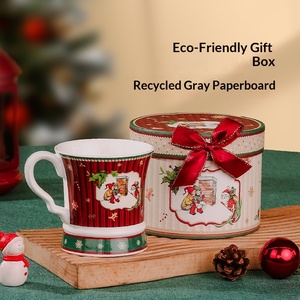 Ensemble tasse à café et soucoupe en grès céramique à motif de Noël, personnalisable, coffret cadeau écologique, glaçure haute température, luxe léger - Product Image 4