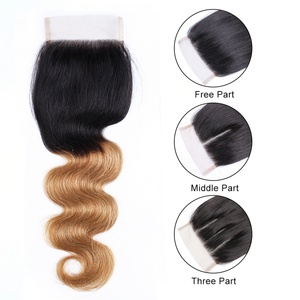 1B 27 for Honey Blonde Indian Remy Human Hair 3/4 <b>Bundles</b> with Lace Closure Hair Weaving No Shedding - Product Image 4