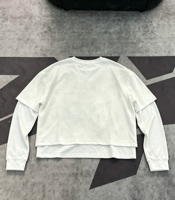 T-shirt Homme Oversize Deux Pièces à Manches Longues Broderie Étoile 3D Décontracté Streetwear Épaules Tombantes Ample 100% Coton 280g