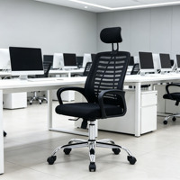 Échantillon Gratuit - Chaise de Bureau Pivotante Minimaliste à Dossier Haut en Maille Intégrale avec Roulettes et Appui-tête pour Bureau à Domicile