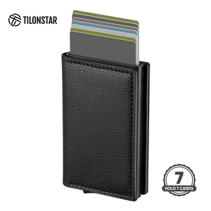 TILONSTAR TVC201 Portable Anti-theft <b>RFID</b> Pop up <b>Wallet</b> Leather Aluminum Card Case Business ID Card Holder <b>Wallets</b> for Men - Product Image 5