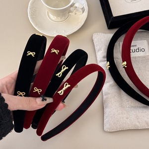 2025 फ्रेंच शैली रेट्रो हीएड्रेस संकीर्ण स्पंज पैडड हेडबैंड के साथ धातु की धनुष लड़कियों के दैनिक हेडपीस हेयरबैंड - Product Image 1