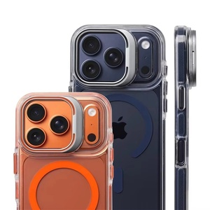 Fashion Magnetic Clear Phone <b>Case</b> For iPhone 17 12 13 Pro Max 16 15 14 Plus 17 Air With Hidden Lens Bracket Shockproof Cover - Product Image 3