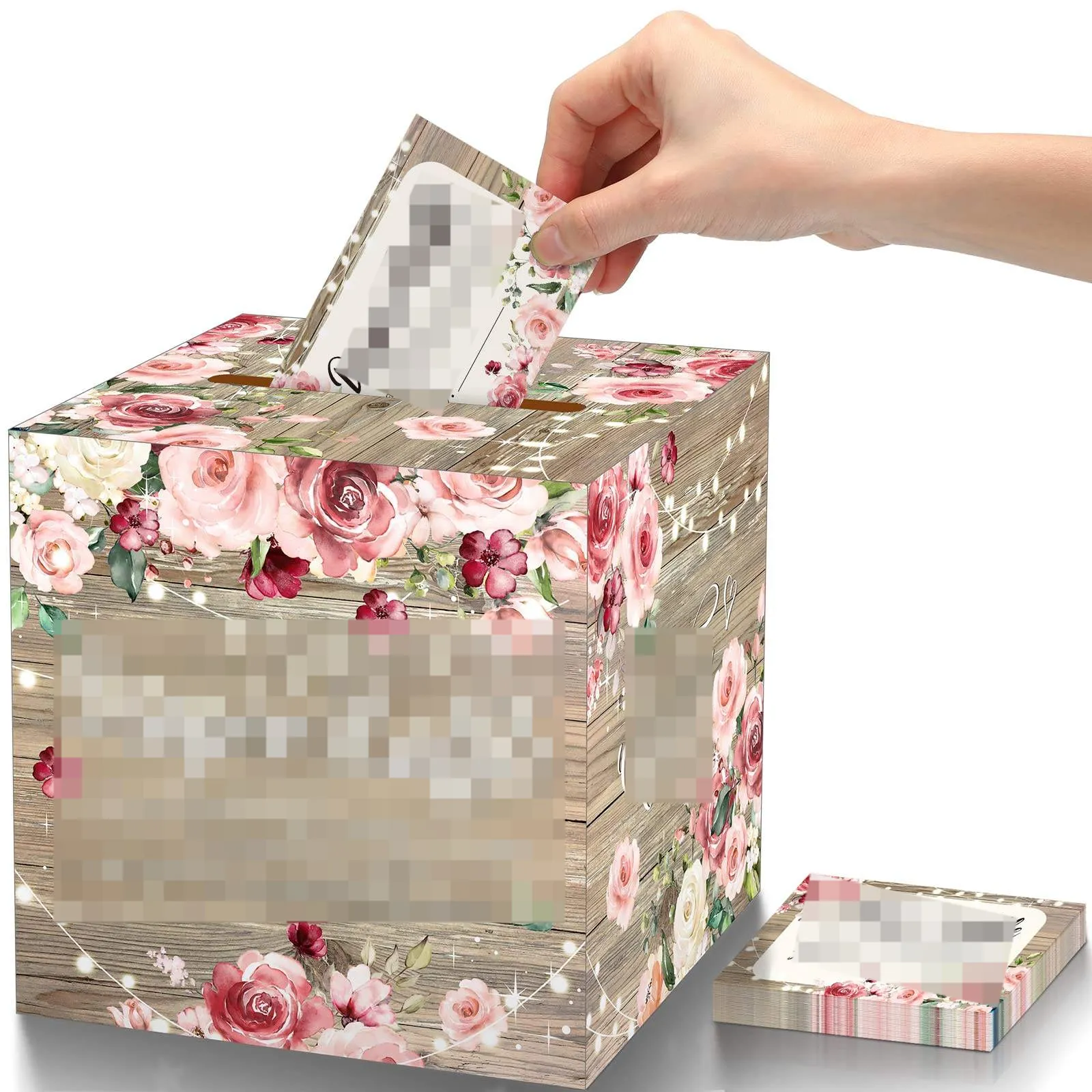 Floral Raffle Tickets with Card Box for Raffle Sign Floral Game Insert Card Games for Bring