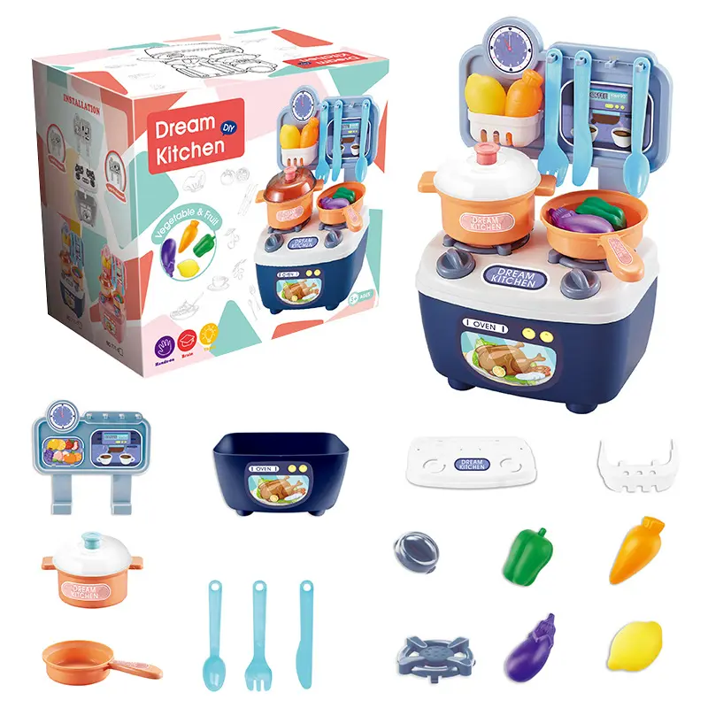 Mini juego de cocina de plástico para niños, juego de cocina de chef, juguete educativo