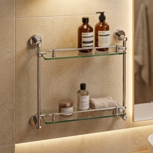 FAAO-ventosa <span class=keywords><strong>de</strong></span> pared para baño, estante <span class=keywords><strong>de</strong></span> <span class=keywords><strong>cristal</strong></span> <span class=keywords><strong>de</strong></span> latón <span class=keywords><strong>con</strong></span> barra <span class=keywords><strong>de</strong></span> toalla - Product Image 3