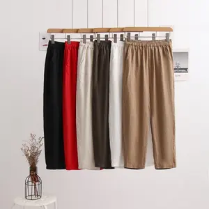 Factory Customization Original Temperament Casual Pants Japanese Simple Style 100% Luxury Linen Women's Casual Pants