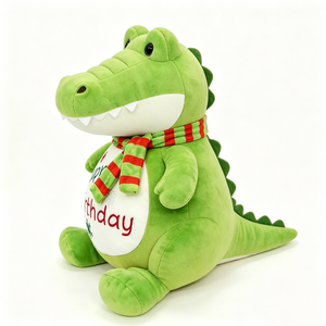 Peluche d'alligator personnalisée pour anniversaire, cadeau d'anniversaire en peluche de crocodile vert, peluche de crocodile avec broderie d'anniversaire - Product Image 3