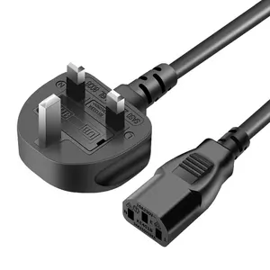 Cord Power Cable UK 3PIN Plug To Right Angled 90 Degree IEC C7 Figure 8 Cord For Laptop And Monitor