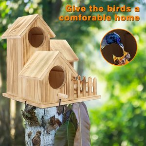 Vintage <span class=keywords><strong>Birdhouse</strong></span> Outdoor Met Pole, Oude Vogelhuisje Houten, Diy Outdoor Indoor Decoratie Grenen - Product Image 2