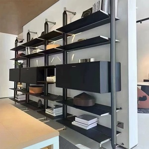 Armario de Estilo Italiano de Lujo Ligero, Tipo <span class=keywords><strong>Poliform</strong></span>, con Estantes Abiertos de Piso a Techo para Sala de Estar u Oficina, Armario Personalizado - Product Image 4