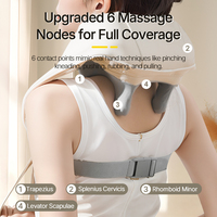 Masseur de cou et d'épaules chauffant sans fil USB rechargeable en forme de main avec contrôle de la minuterie et prise Type-C pour soulager les douleurs musculaires