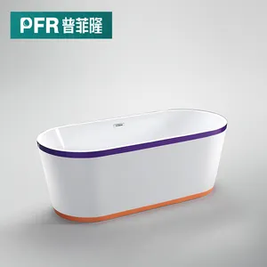 2025 Hot cheap mini shape container soaking tub customized color size acrylic freestanding solid surface bathtub with drainer