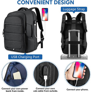 กระเป๋าคอมพิวเตอร์แล็ปท็อปสำหรับเดินทางแบบขยายได้ทุกเพศ, กระเป๋าคอมพิวเตอร์แล็ปท็อปสไตล์ธุรกิจกระเป๋าซิปปิดได้ทุกเพศทุกวัยทำจากวัสดุโพลีเอสเตอร์โพลีเอสเตอร์ - Product Image 4