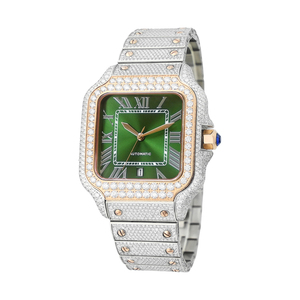 Orologio Meccanico da Uomo NUOYA di Lusso Stile Hip-Hop con Moissanite, Quadrante con Numeri Romani, Supera il Test del Diamante, Quadrante Quadrato Colorato - Product Image 5