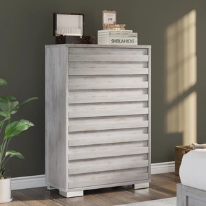 Ensemble de chambre à coucher 5 pièces style ferme avec cadre en MDF, comprenant <span class=keywords><strong>lit</strong></span> King, commode miroir et 2 tables de chevet - Product Image 2