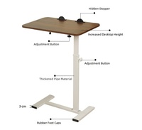 Bureau d'écriture de chevet personnalisable et hautement réglable avec fonction rabattable et roulettes pour un déplacement facile, table portable pour ordinateur portable
