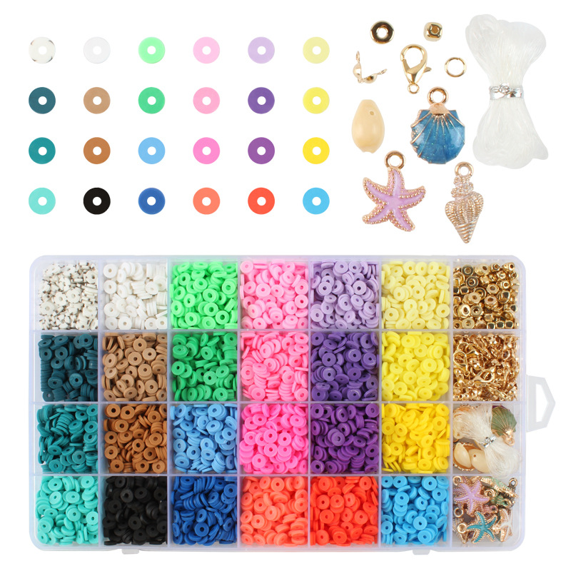 5000pcs DIY Handmade Flat Round Polymer Soft Clay Beads Jewelry Marking Kit with Pendant for Bracelets Necklace Earring