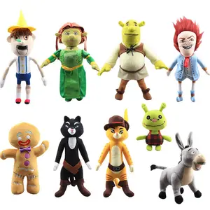 Peluches de princesa Fiona de 33cm, hombre de galletas, hombre de jengibre, juguetes blandos, Gato de burro con botas, felpa Shreks