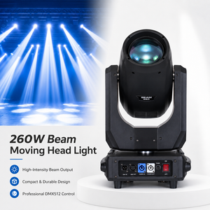 Projecteur à tête mobile 260W 9R Beam 18CH DMX512 16 bits Pan 540 °   Inclinaison 250 °   Gobo Dual Prism Frost Zoom pour Concerts, Clubs et Théâtres - Product Image 1