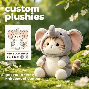 ตุ๊กตาช้างและแมวแบบกำหนดเองได้จำนวนมาก ตุ๊กตาสัตว์นุ่มนิ่มสำหรับตกแต่งธีมสวนสัตว์และจำหน่ายจำนวนมาก - Product Image 1
