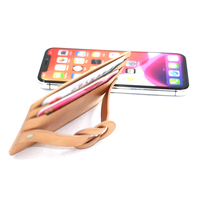 Portefeuille de poignet en cuir PU adhésif personnalisé de qualité supérieure avec support de carte et fente portable pour smartphones