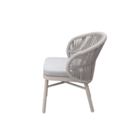 Chaise de salle à manger de luxe en aluminium et corde pour hôtel commercial, terrasse au bord de la piscine, café, bistrot, jardin extérieur et restaurant, avec siège confortable et fauteuils