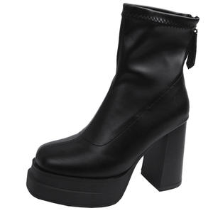 Botines Negros Retro de Plataforma con Tacón Alto Estilo Británico para Mujer, Novedad Verano 2026, Botas Versátiles con Punta Cuadrada que Aumentan la Estatura - Product Image 5