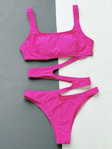 Costume da bagno intero sexy da donna, tinta unita, con design scavato, per l'estate e la spiaggia - Product Image 3