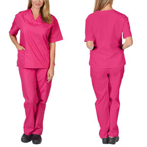 Femmes Hommes Vêtements de travail Manches courtes Col en V Tops + Pantalon Gommage Uniforme Salopette Soins Infirmiers Travail Uniformes Médicaux Costumes