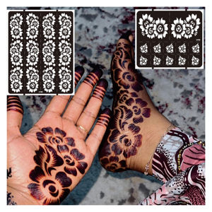 Meilleurs autocollants de tatouage temporaire en PVC pour mariée, motifs simples et uniques de henné Mehndi, pour application sur les mains et les pieds, durent 1 à 7 jours - Product Image 2