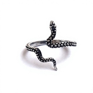Anillo de Serpiente para Hombre y Mujer, Ajustable, con Piedra Lunar, de Plata, Joyería de Dedo con Diseño de Serpiente - Product Image 2